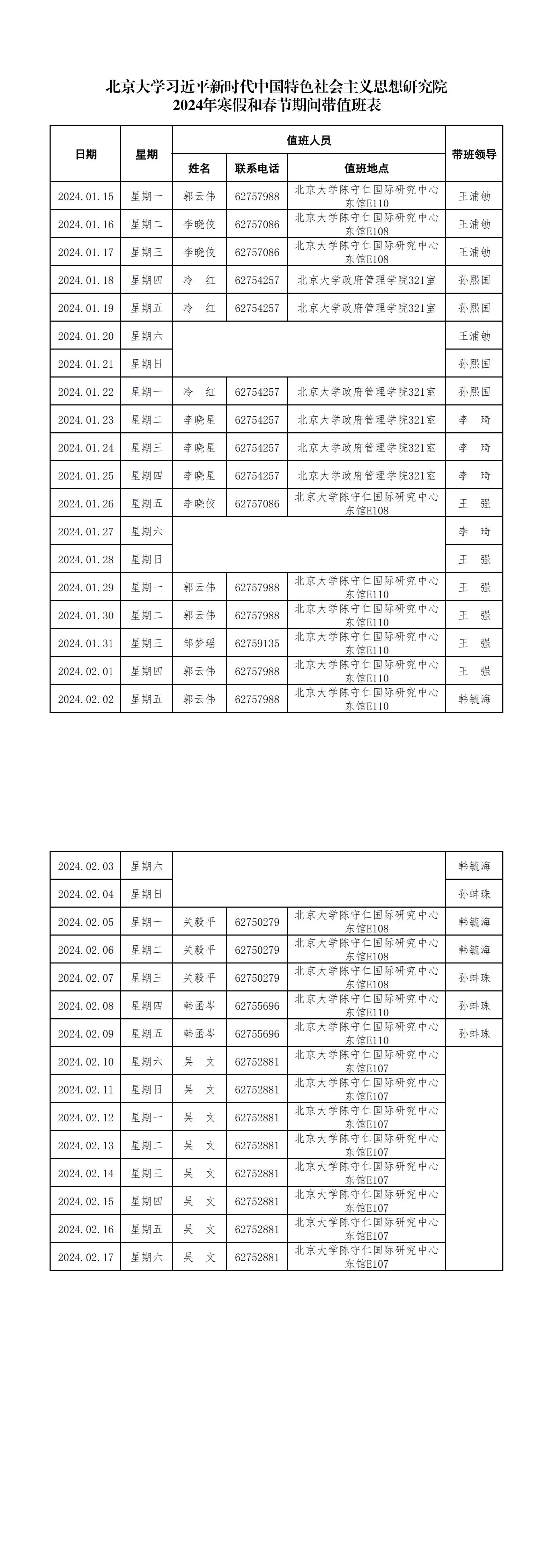 北京大学习近平新时代中国特色社会主义思想研究院2024年寒假和春节期间带值班表(2)_00(2).jpg